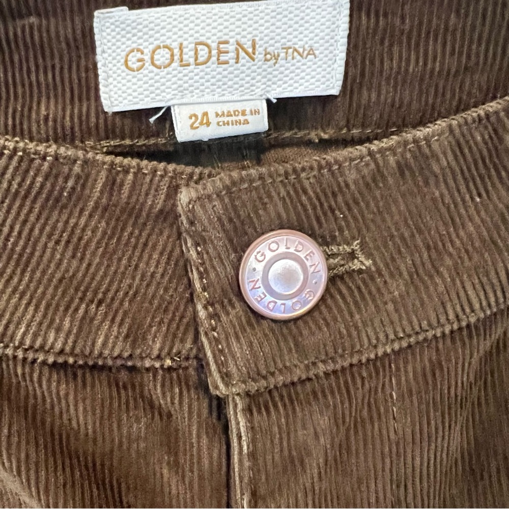 Aritzia Golden by TNA Low Rise Straight Dark Olive Corduroy Pants Size 24 NWT - Picture 9 of 17